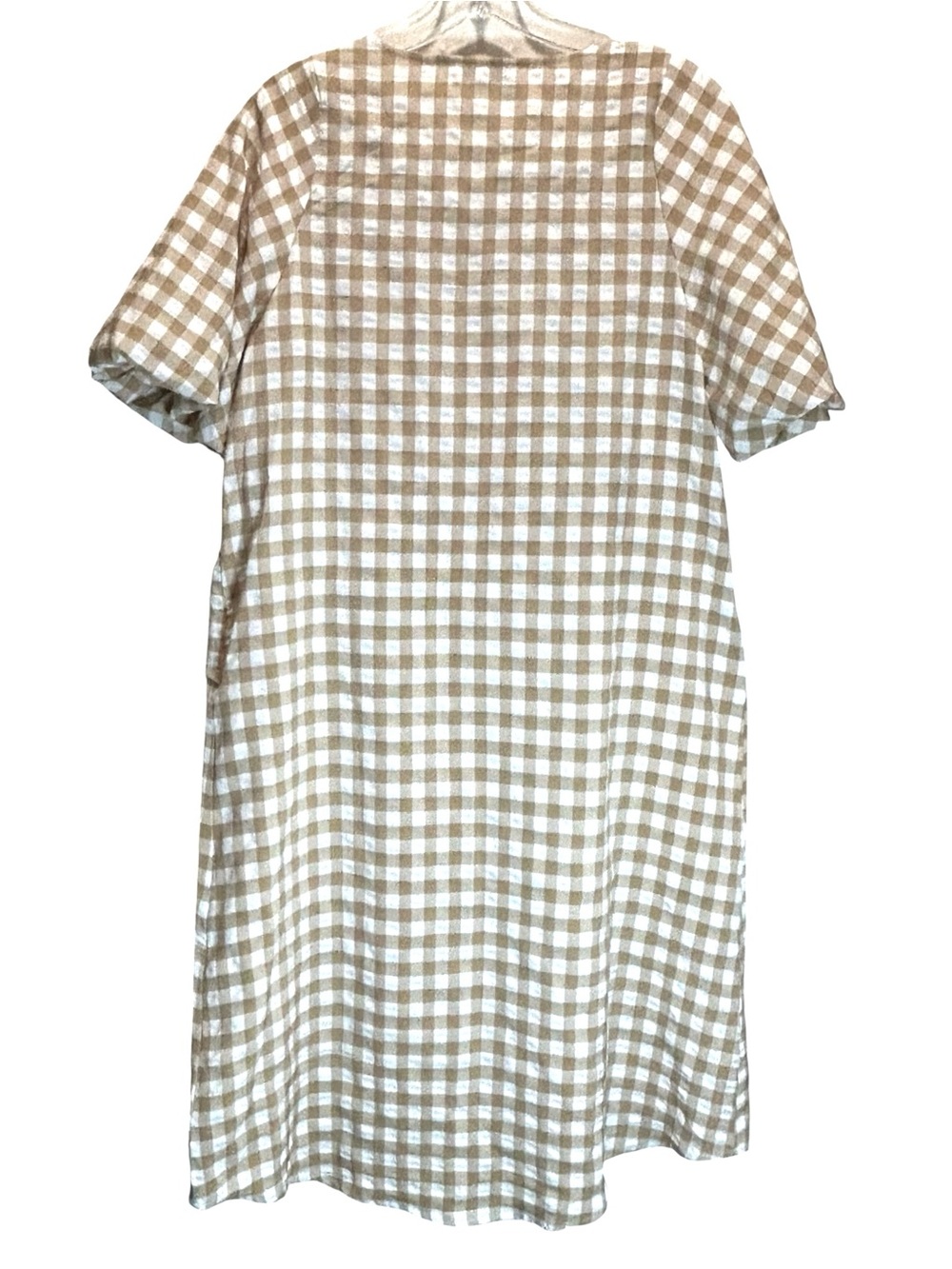Moon River Beige and White Gingham Midi Dress - Picture 3 of 11